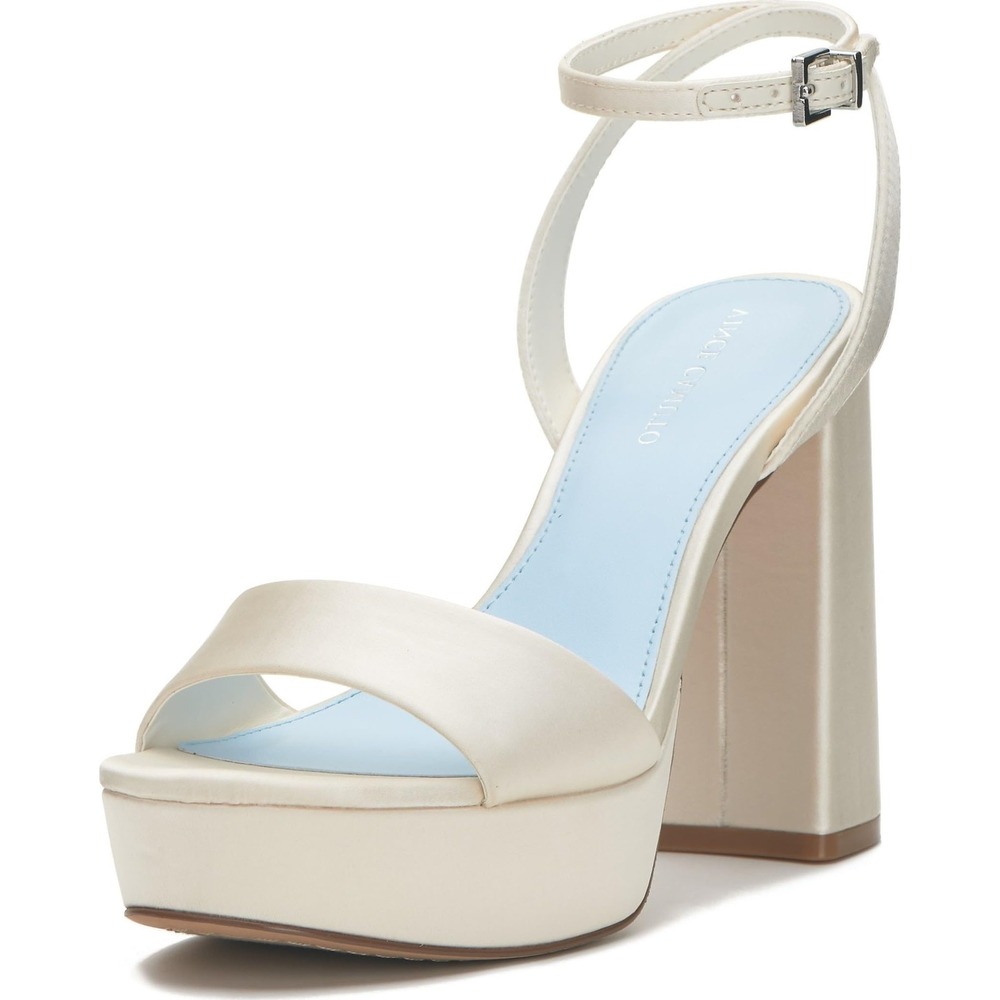 NIB Vince Camuto Pendry Satin Bridal Platform Block Heels Milk Size 6